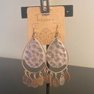 Gold and Silver Teardrop Dangle Earrings